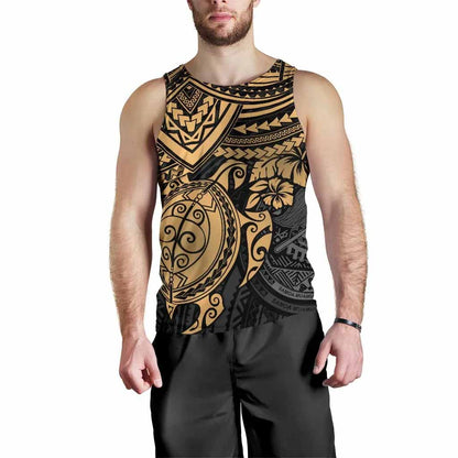 American Samoa Polynesian Men Tank - Gold Turtle