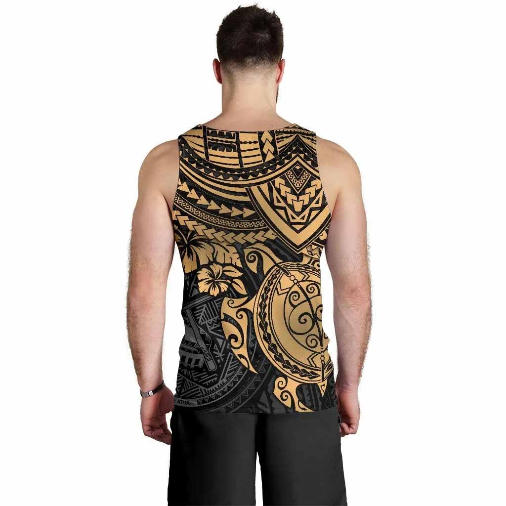 American Samoa Polynesian Men Tank - Gold Turtle