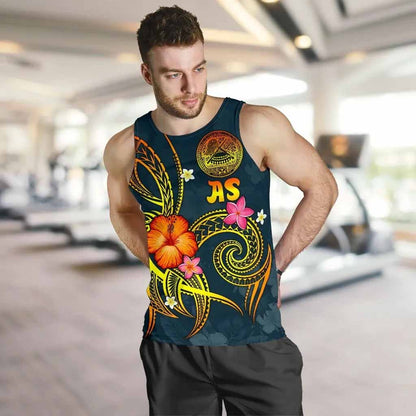 American Samoa Polynesian Men Tank Top - Legend of American Samoa (Blue)