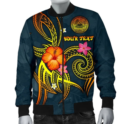American Samoa Polynesian Personalised Bomber Jacket - Legend of American Samoa (Blue)