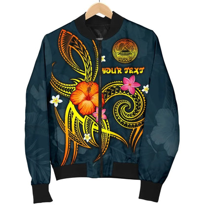 American Samoa Polynesian Personalised Bomber Jacket - Legend of American Samoa (Blue)