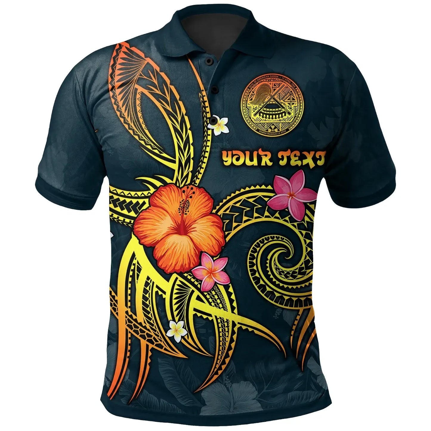 American Samoa Polynesian Personalised Polo Shirt - Legend of American Samoa (Blue)