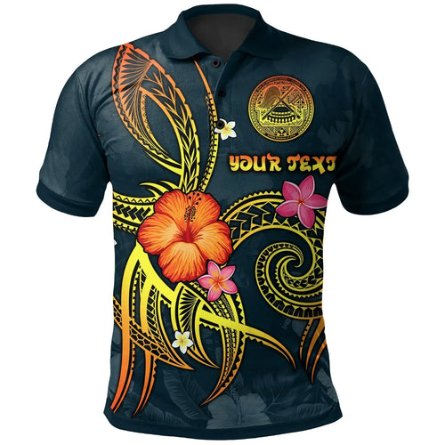American Samoa Polynesian Personalised Polo Shirt - Legend of American Samoa (Blue)