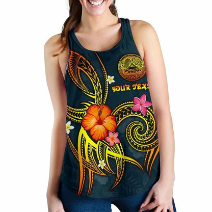 American Samoa Polynesian Personalised Women Racerback Tank - Legend of American Samoa (Blue)