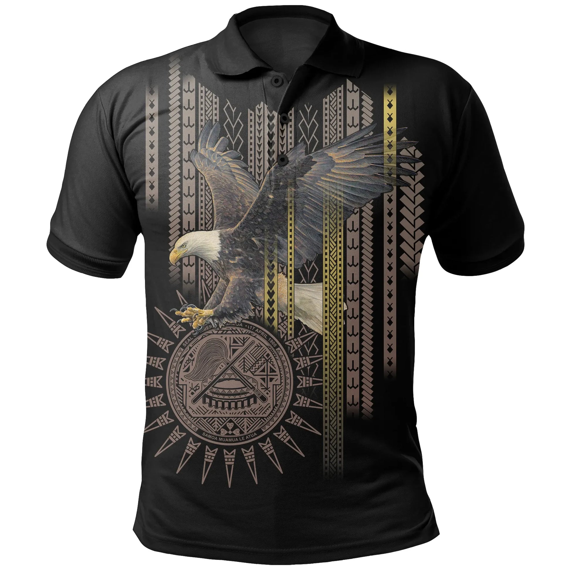 American Samoa Polynesian Polo Shirt - Eagle Coat Of Arms