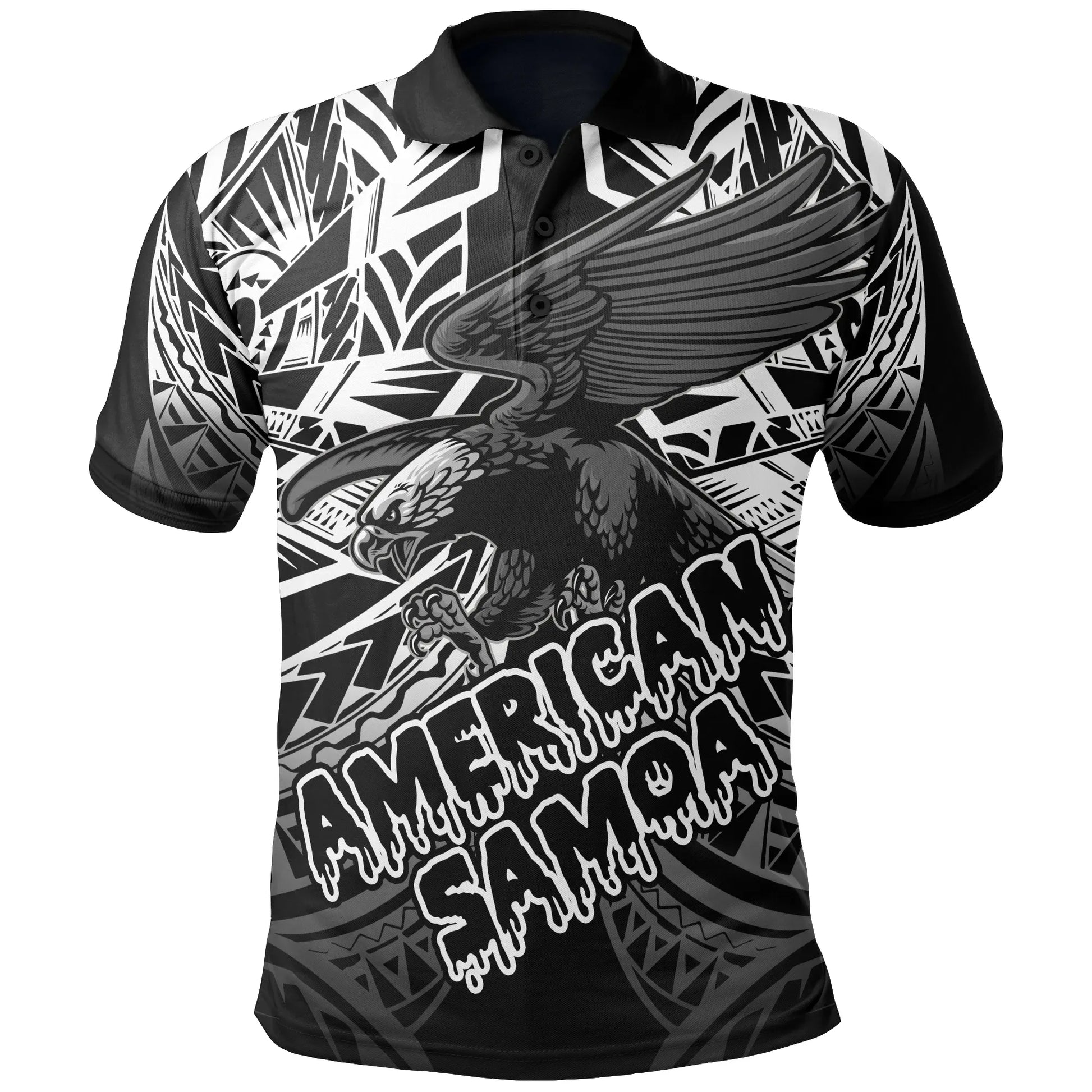 American Samoa Polynesian Polo Shirt - Eagle Tribal Pattern