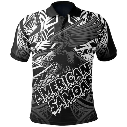 American Samoa Polynesian Polo Shirt - Eagle Tribal Pattern