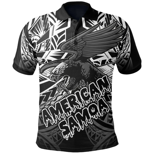 American Samoa Polynesian Polo Shirt - Eagle Tribal Pattern
