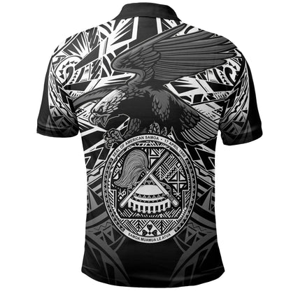 American Samoa Polynesian Polo Shirt - Eagle Tribal Pattern