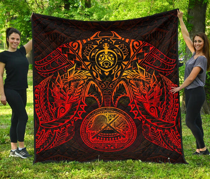 American Samoa Polynesian Premium Quilt - American Samoa Seal Turtle Manta Ray Red Style