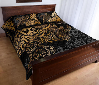 American Samoa Polynesian Quilt Bed Set - American Samoa Gold Seal Turtle