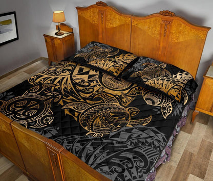 American Samoa Polynesian Quilt Bed Set - American Samoa Gold Seal Turtle