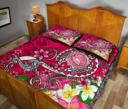 American Samoa Polynesian Quilt Bed Set - Turtle Plumeria (Pink)