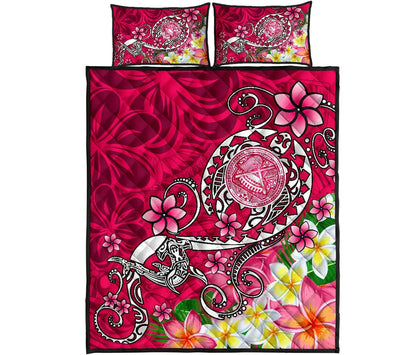 American Samoa Polynesian Quilt Bed Set - Turtle Plumeria (Pink)