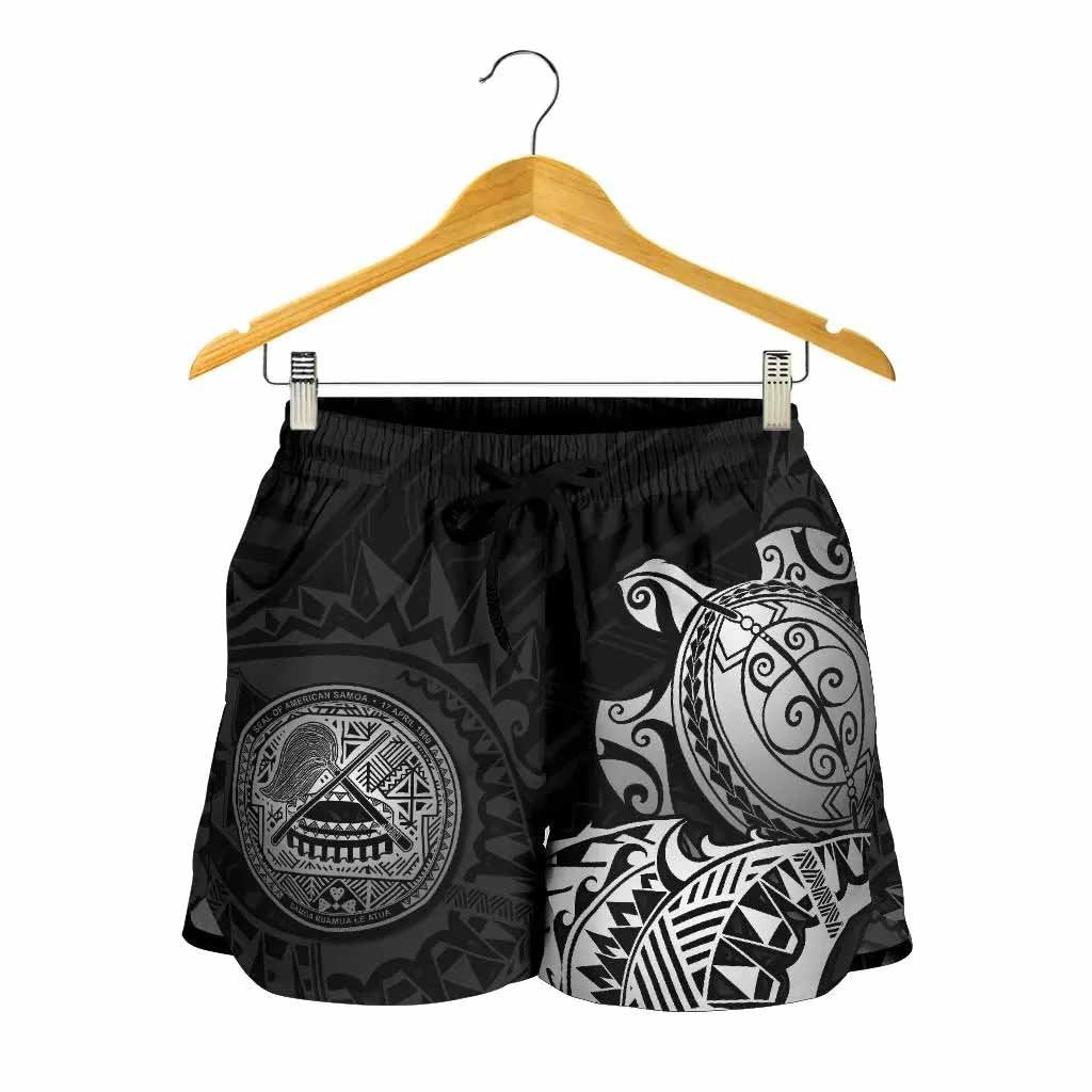 American Samoa Polynesian Shorts (Women) - Polynesian Turtle (Silver)