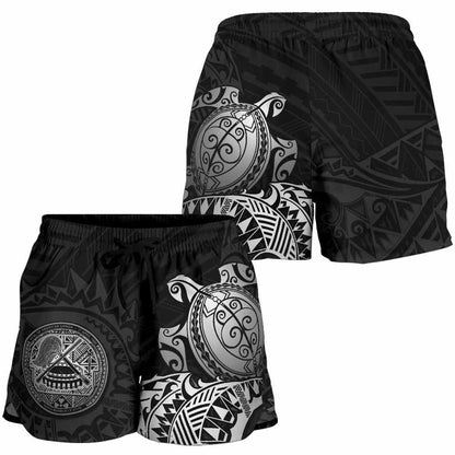 American Samoa Polynesian Shorts (Women) - Polynesian Turtle (Silver)