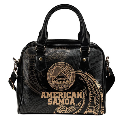 American Samoa Polynesian Shoulder Handbag - Gold Tribal Wave