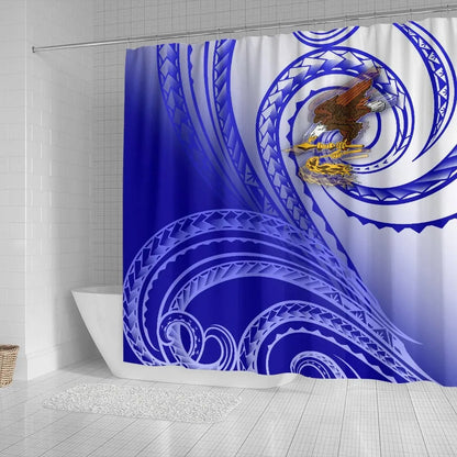 American Samoa Polynesian Shower Curtain - Bald Eagle (Blue)