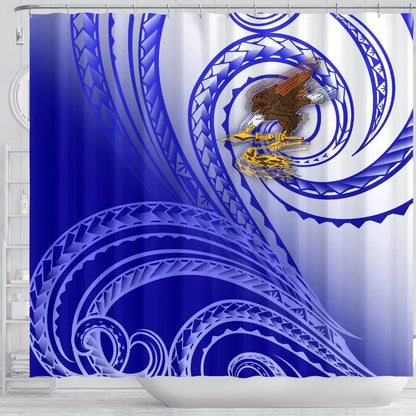 American Samoa Polynesian Shower Curtain - Bald Eagle (Blue)