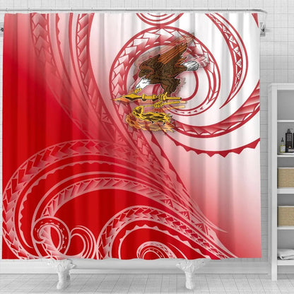 American Samoa Polynesian Shower Curtain - Bald Eagle (Red)