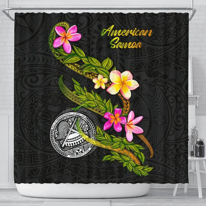 American Samoa Polynesian Shower Curtain - Plumeria Tribal
