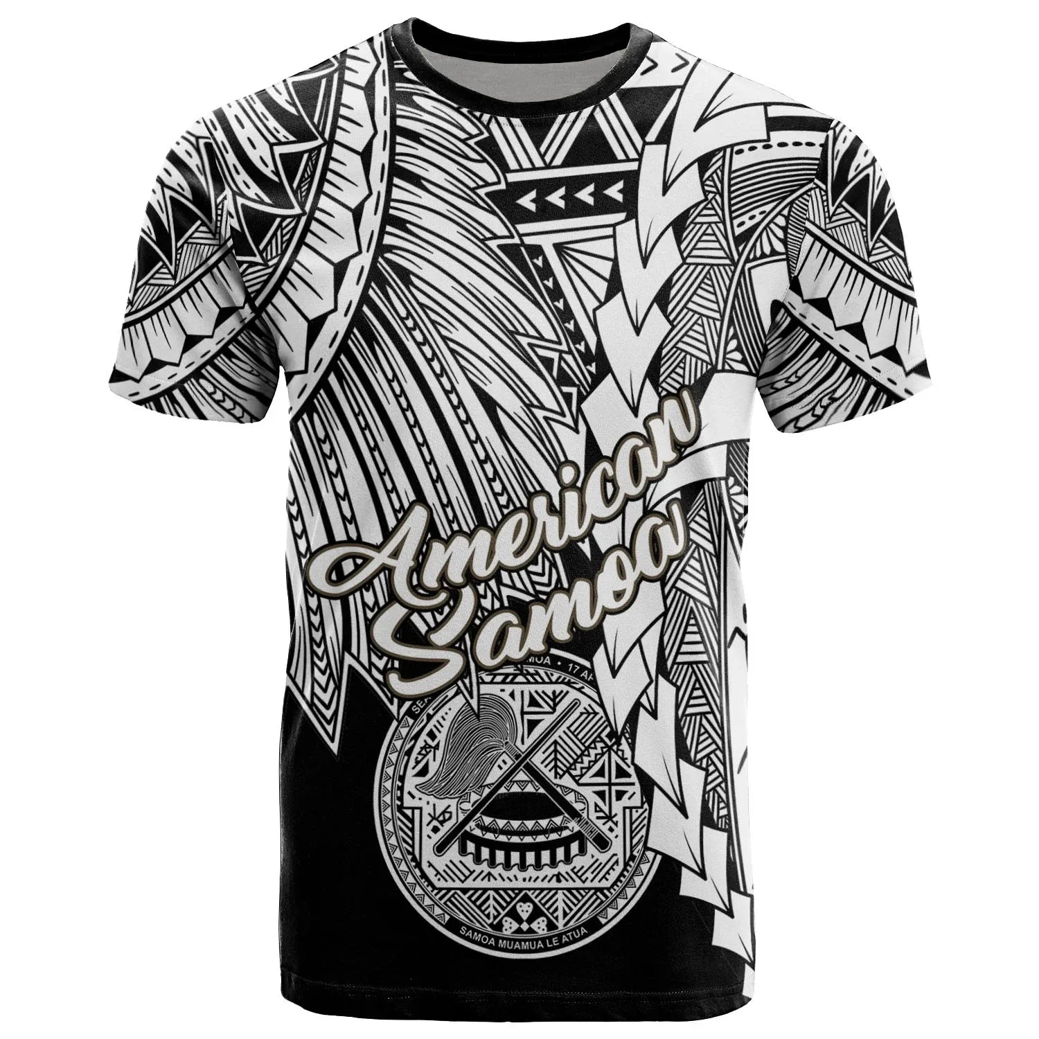 American Samoa Polynesian T-Shirt - Tribal Wave Tattoo White