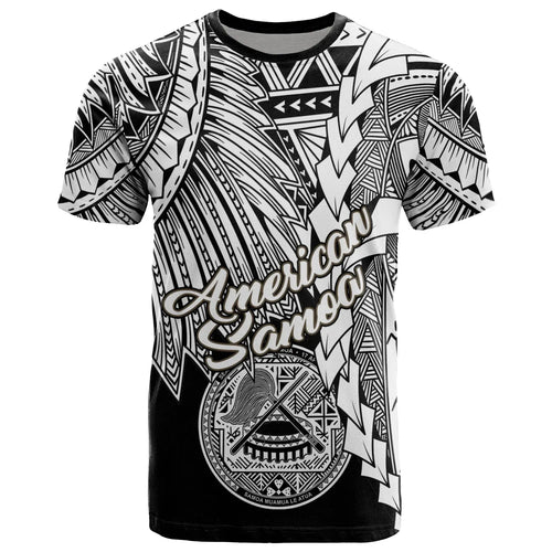 American Samoa Polynesian T-Shirt - Tribal Wave Tattoo White