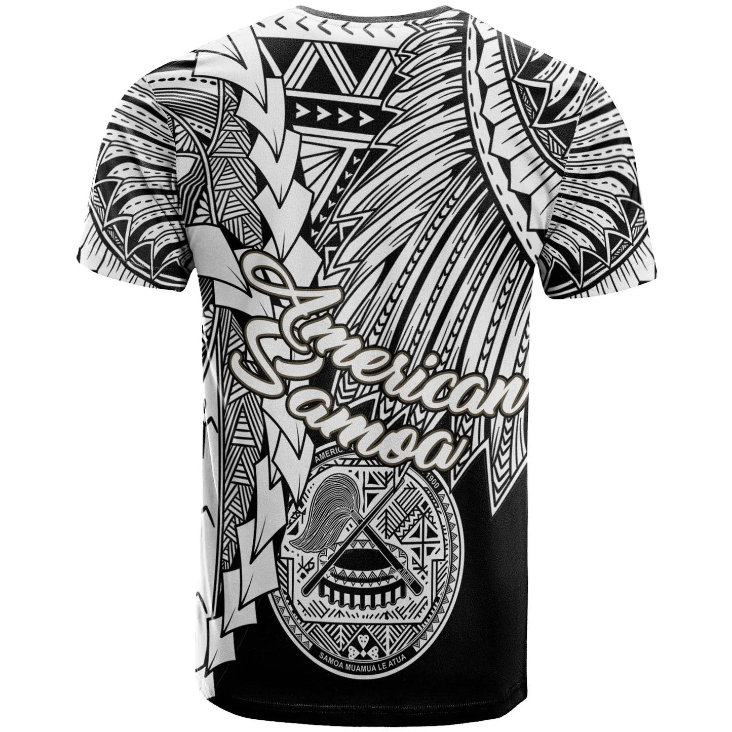 American Samoa Polynesian T-Shirt - Tribal Wave Tattoo White
