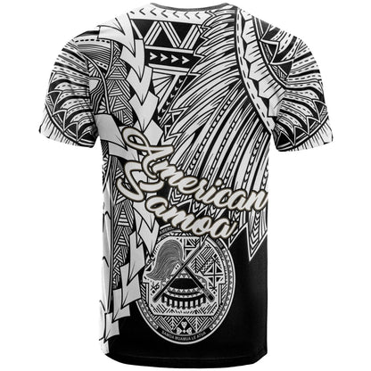 American Samoa Polynesian T-Shirt - Tribal Wave Tattoo White