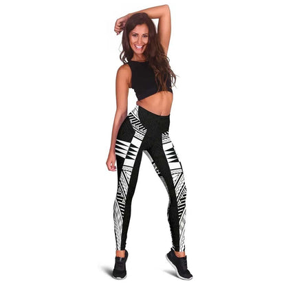 American Samoa Polynesian Women Legging - Black Armor Tattoo