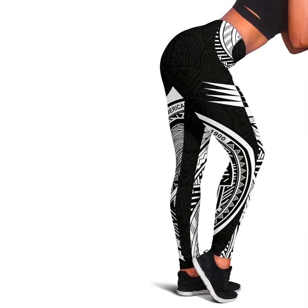 American Samoa Polynesian Women Legging - Black Armor Tattoo