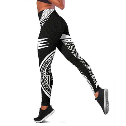 American Samoa Polynesian Women Legging - Black Armor Tattoo
