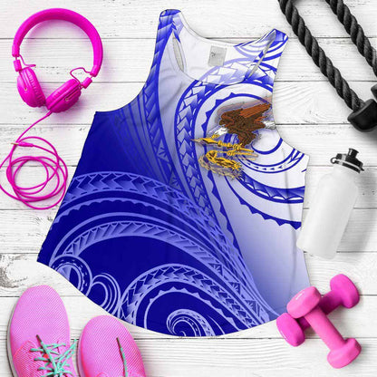 American Samoa Polynesian Women Racerback Tank - Bald Eagle (Blue)