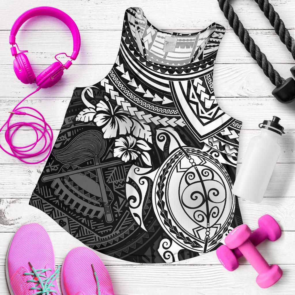 American Samoa Polynesian Women Racerback Tank - Black Turtle