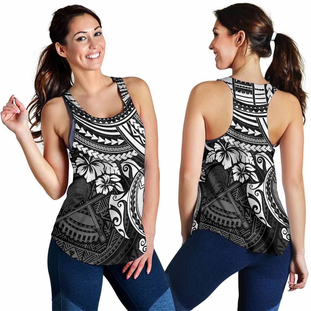 American Samoa Polynesian Women Racerback Tank - Black Turtle