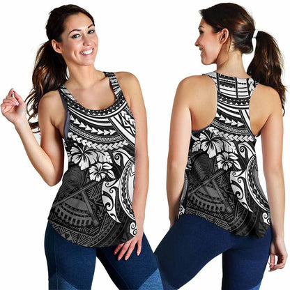American Samoa Polynesian Women Racerback Tank - Black Turtle