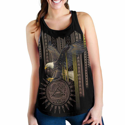 American Samoa Polynesian Women Racerback Tank - Eagle Coat Of Arms