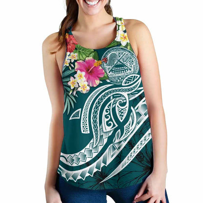 American Samoa Polynesian Women Racerback Tank- Summer Plumeria