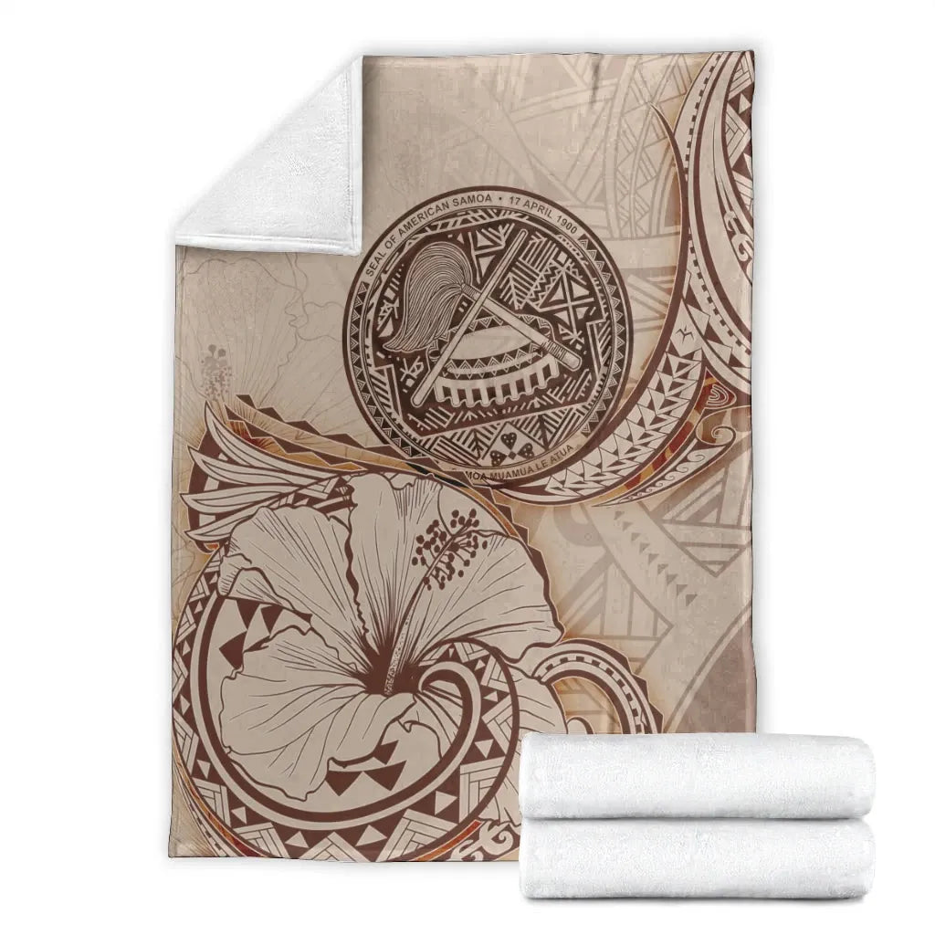 American Samoa Premium Blanket - Hibiscus Flowers Vintage Style