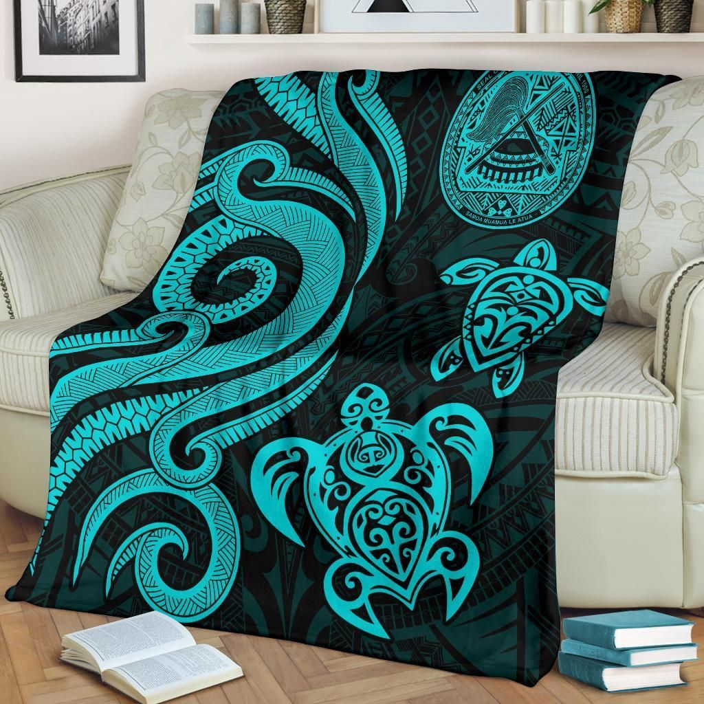 American Samoa Premium Blanket - Turquoise Tentacle Turtle
