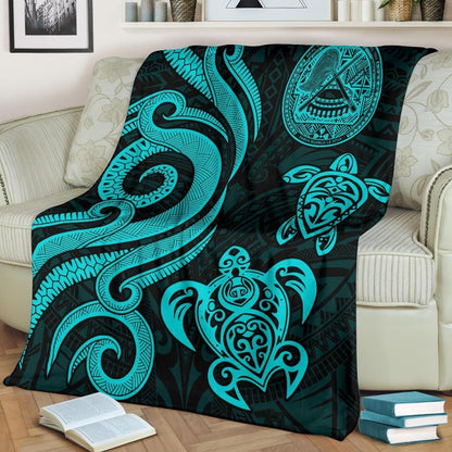 American Samoa Premium Blanket - Turquoise Tentacle Turtle