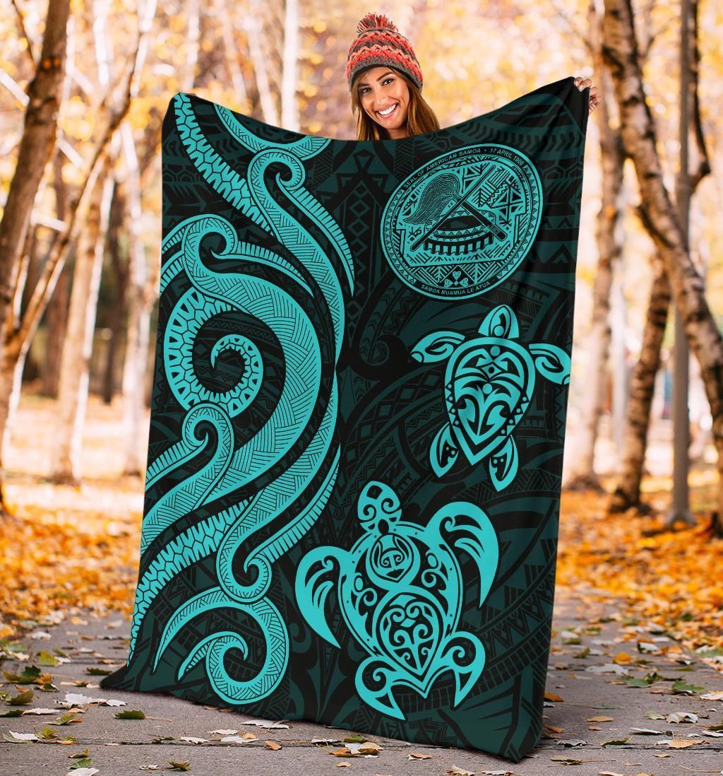 American Samoa Premium Blanket - Turquoise Tentacle Turtle