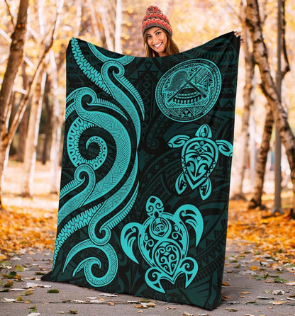 American Samoa Premium Blanket - Turquoise Tentacle Turtle