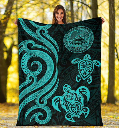 American Samoa Premium Blanket - Turquoise Tentacle Turtle