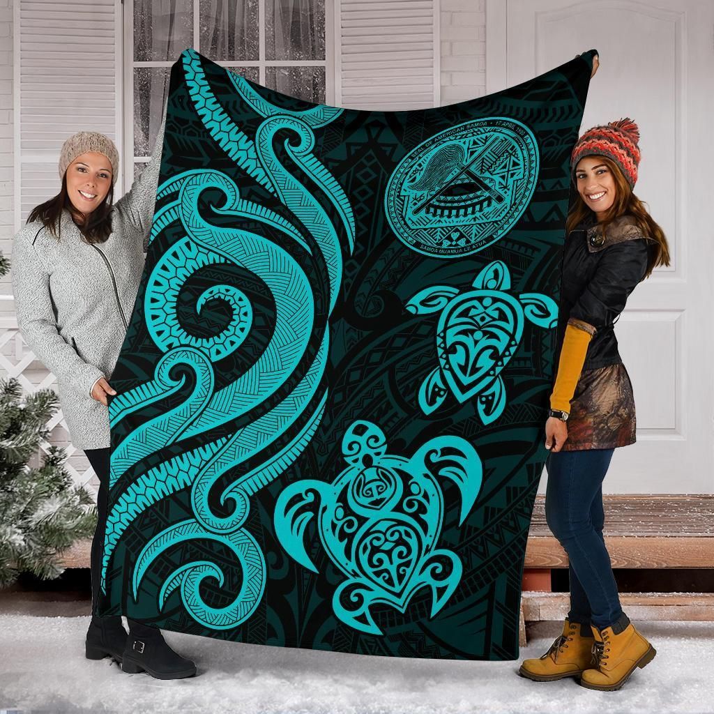 American Samoa Premium Blanket - Turquoise Tentacle Turtle