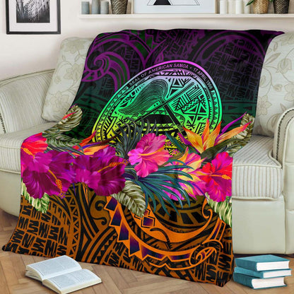 American Samoa Premium Blanket - Summer Hibiscus