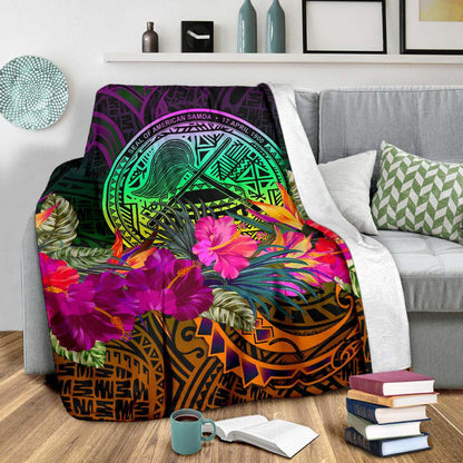 American Samoa Premium Blanket - Summer Hibiscus