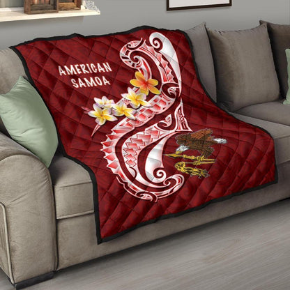 American Samoa Premium Quilt - AS Seal  Polynesian Patterns Plumeria