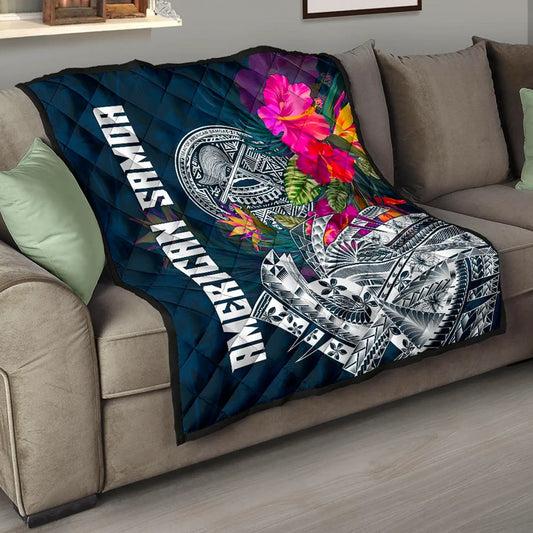 American Samoa Premium Quilt - Polynesian Hibiscus with Summer Vibes