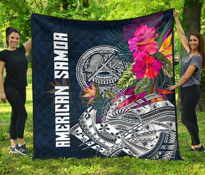 American Samoa Premium Quilt - Polynesian Hibiscus with Summer Vibes